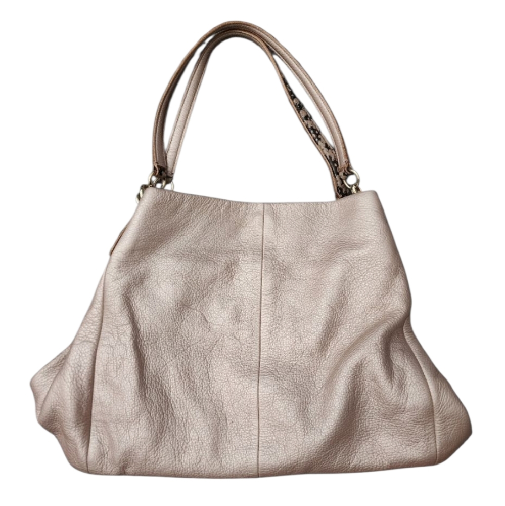 Coach F55516 Phoebe Metallic Leather Hobo Shoulder Bag Slouchy
